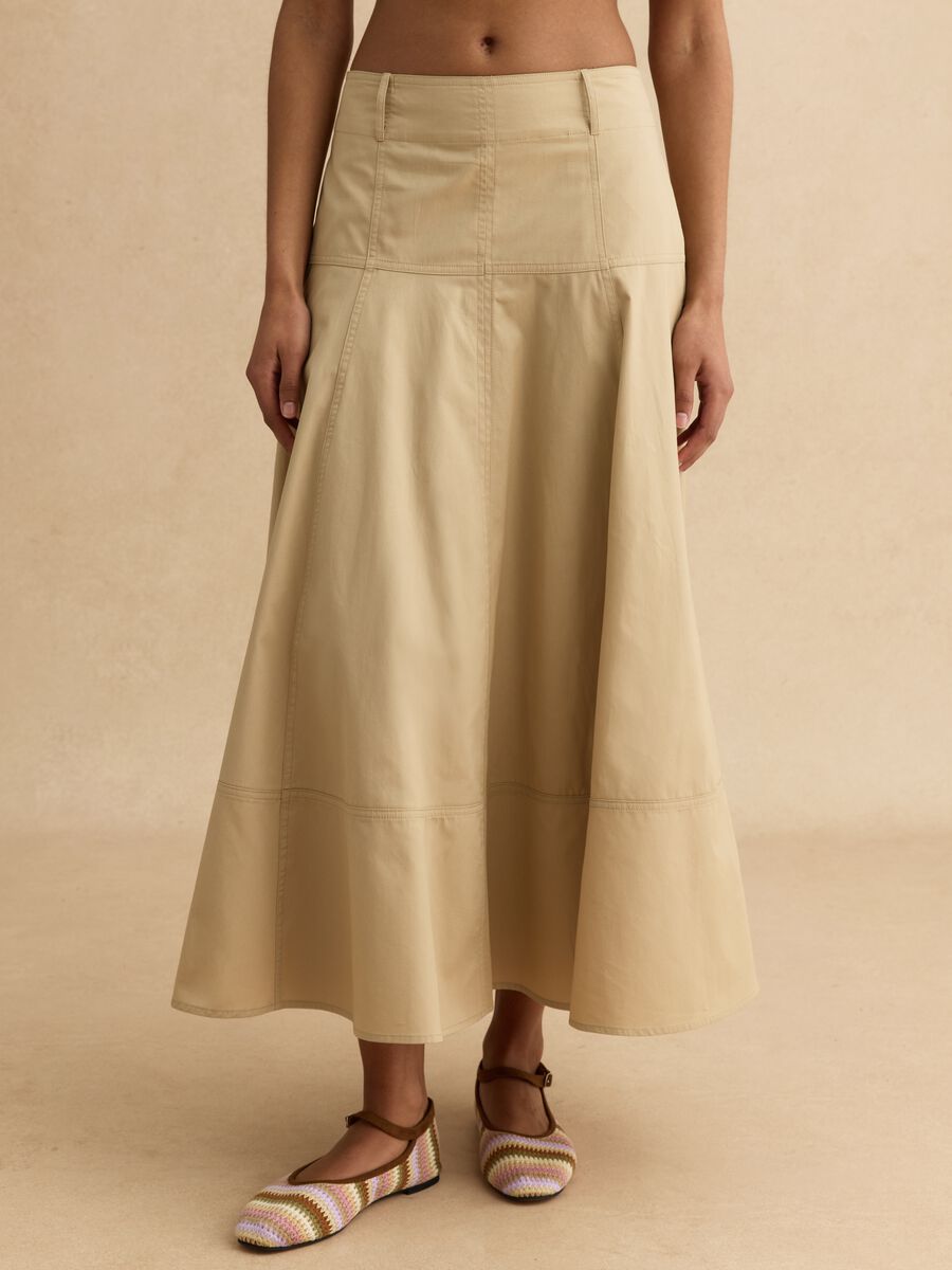 Gonna beige lunga in puro cotone_1