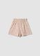 Girls' beige pure cotton shorts with floral print_1