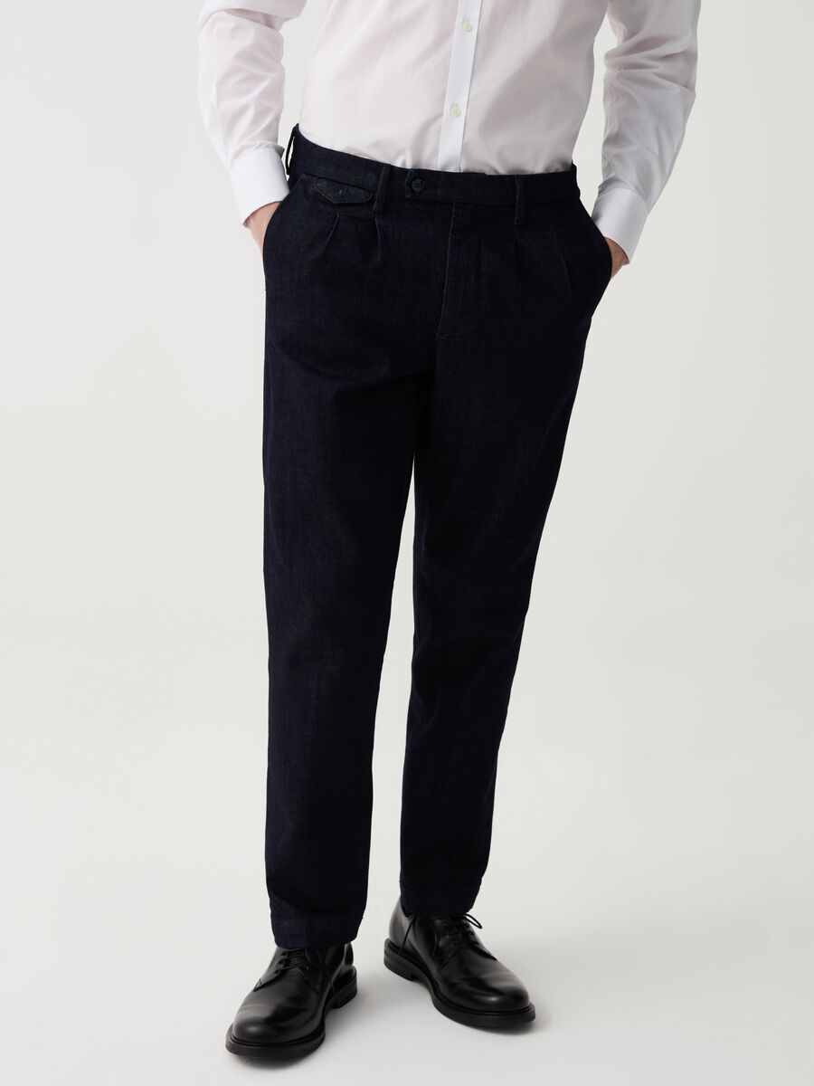 B.ST 1957 comfort-fit chino trousers in denim_1