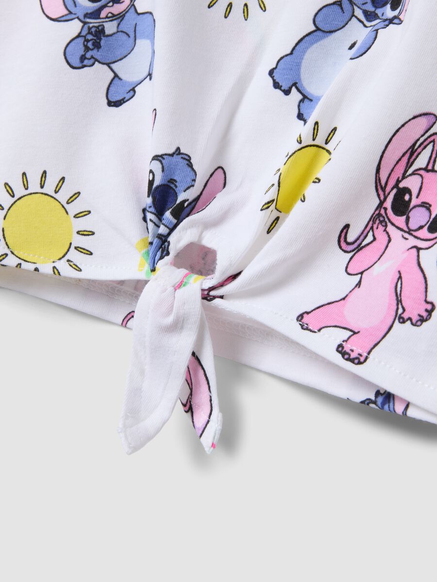 Wei&szlig;es M&auml;dchen-T-Shirt aus Stretch-Baumwolle mit Stitch-Print_2