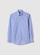 Blue check regular fit cotton blend shirt easy iron_4
