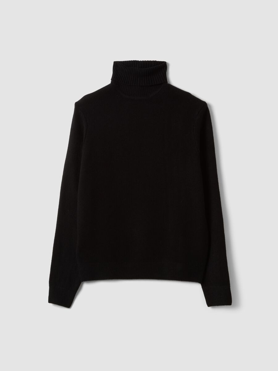Maglia nera a dolcevita regular fit in jersey knit_0