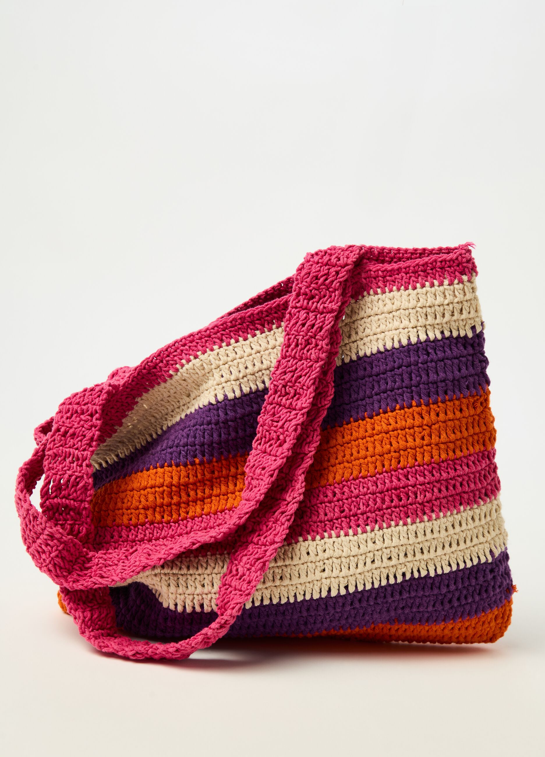 Bag with striped crochet design