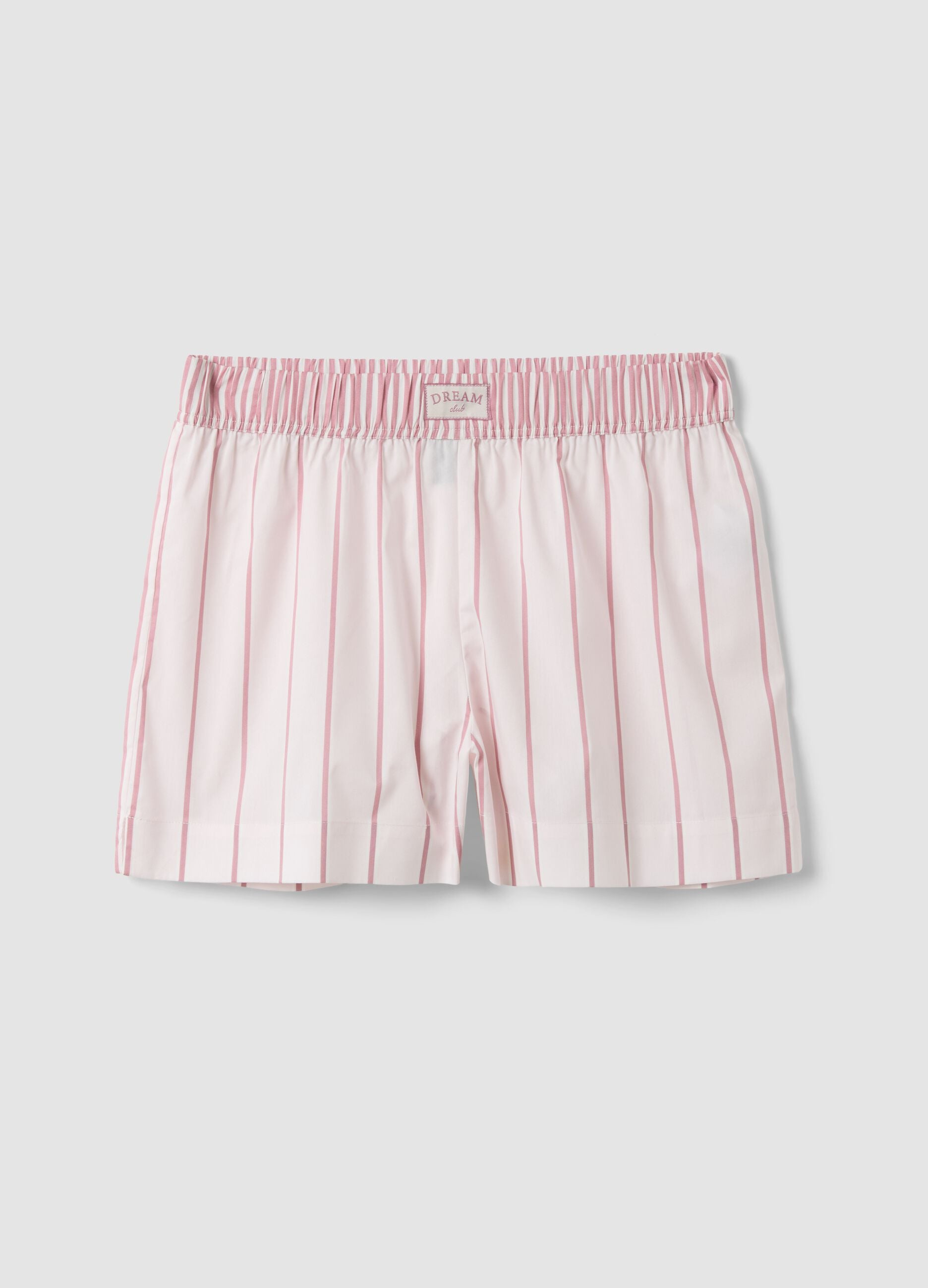 Pink striped organic cotton pyjama shorts