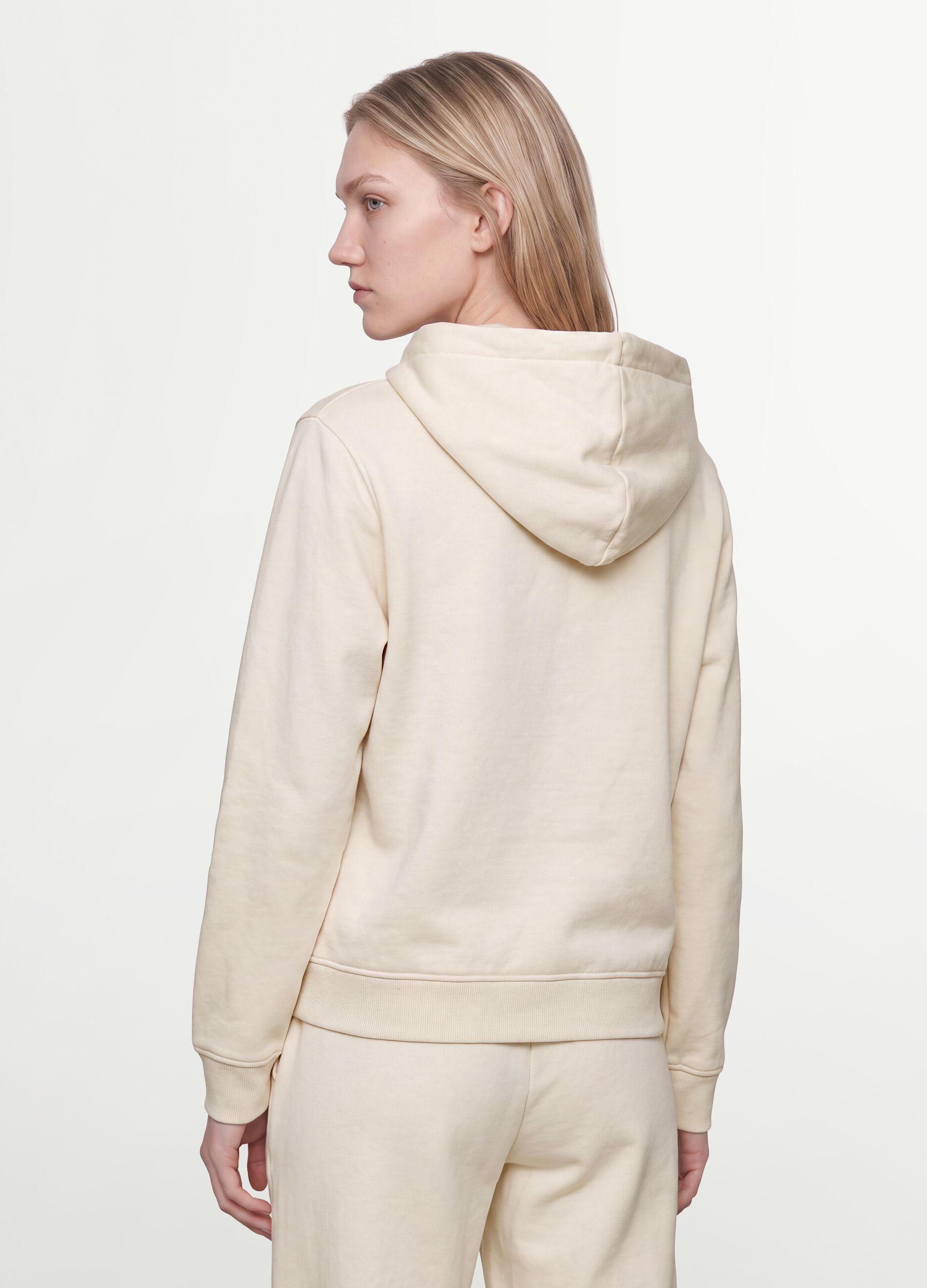 White cotton-blend regular-fit hoodie