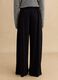 Black Wide Leg Stretch Viscose Blend Trousers_2