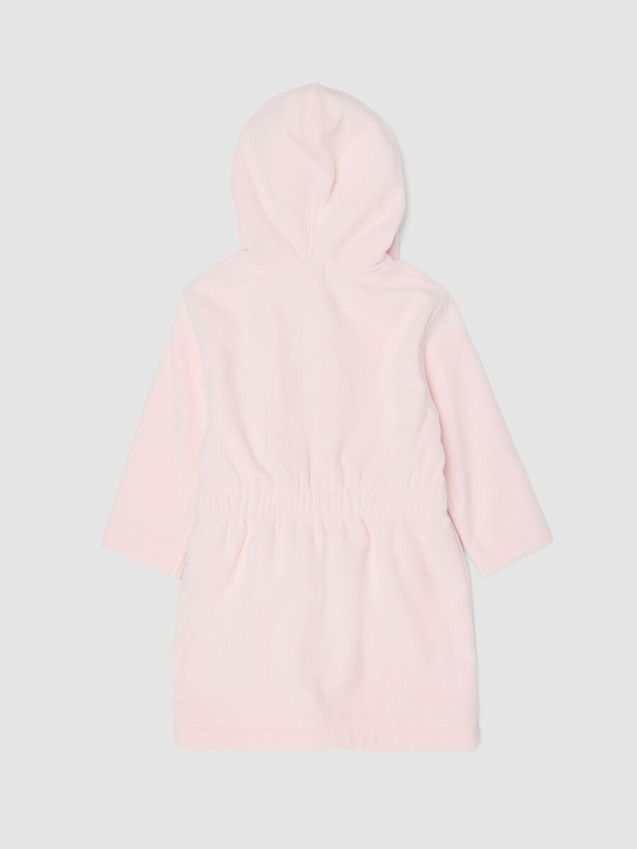 Pink organic cotton hooded bathrobe for baby girls and toddlers_1