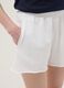 White cotton-blend Bermuda shorts with elasticated waistband_3