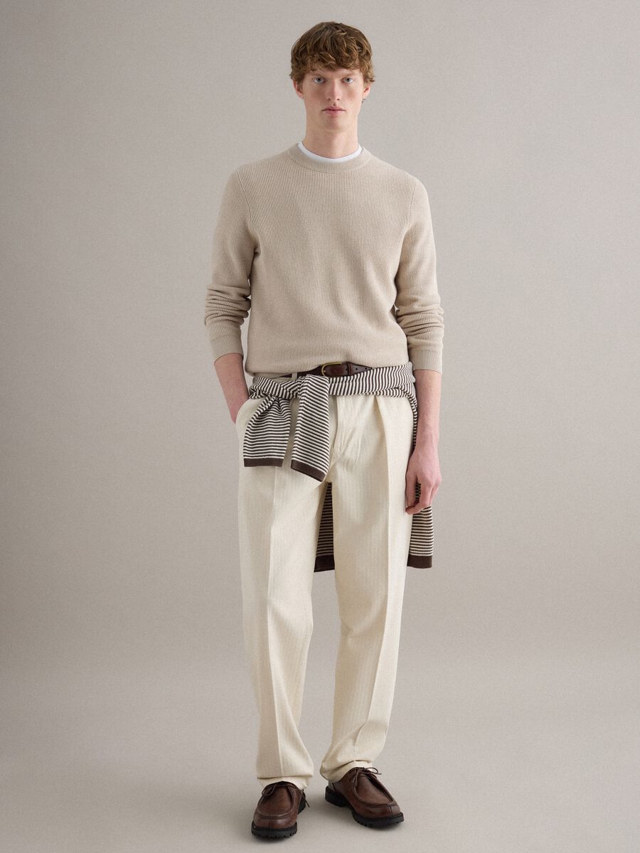 Beige Regular Fit Cotton Chinos_1