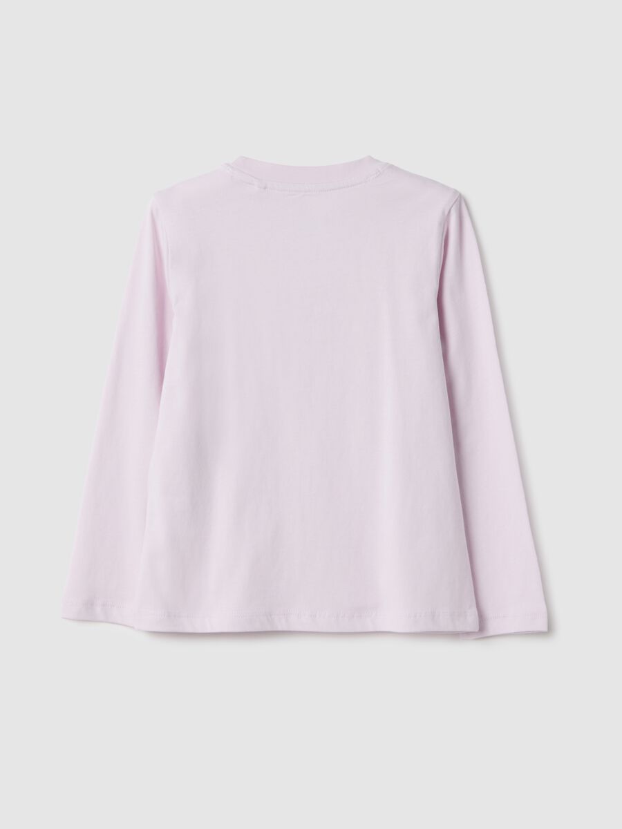 Girl's pure cotton purple T-shirt regular fit with bow_1