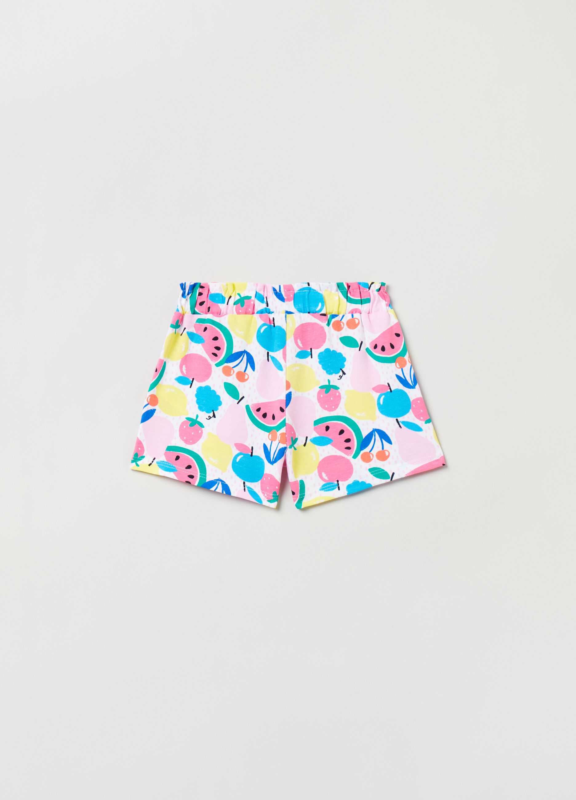 Jersey shorts with fruit print