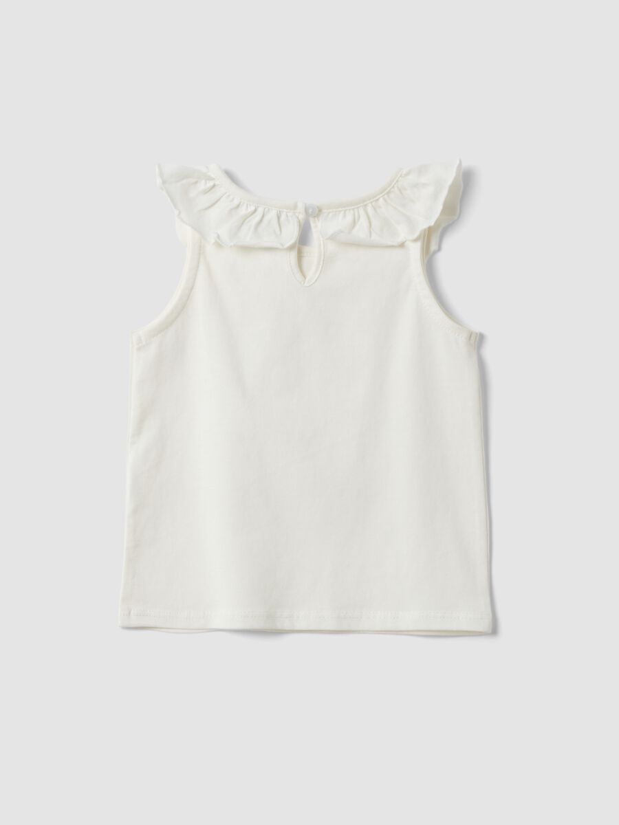 White organic cotton tank top with ruffle trim_1
