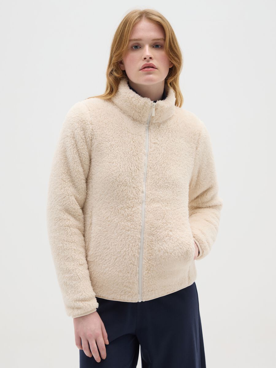 White regular fit zip sweatshirt_0