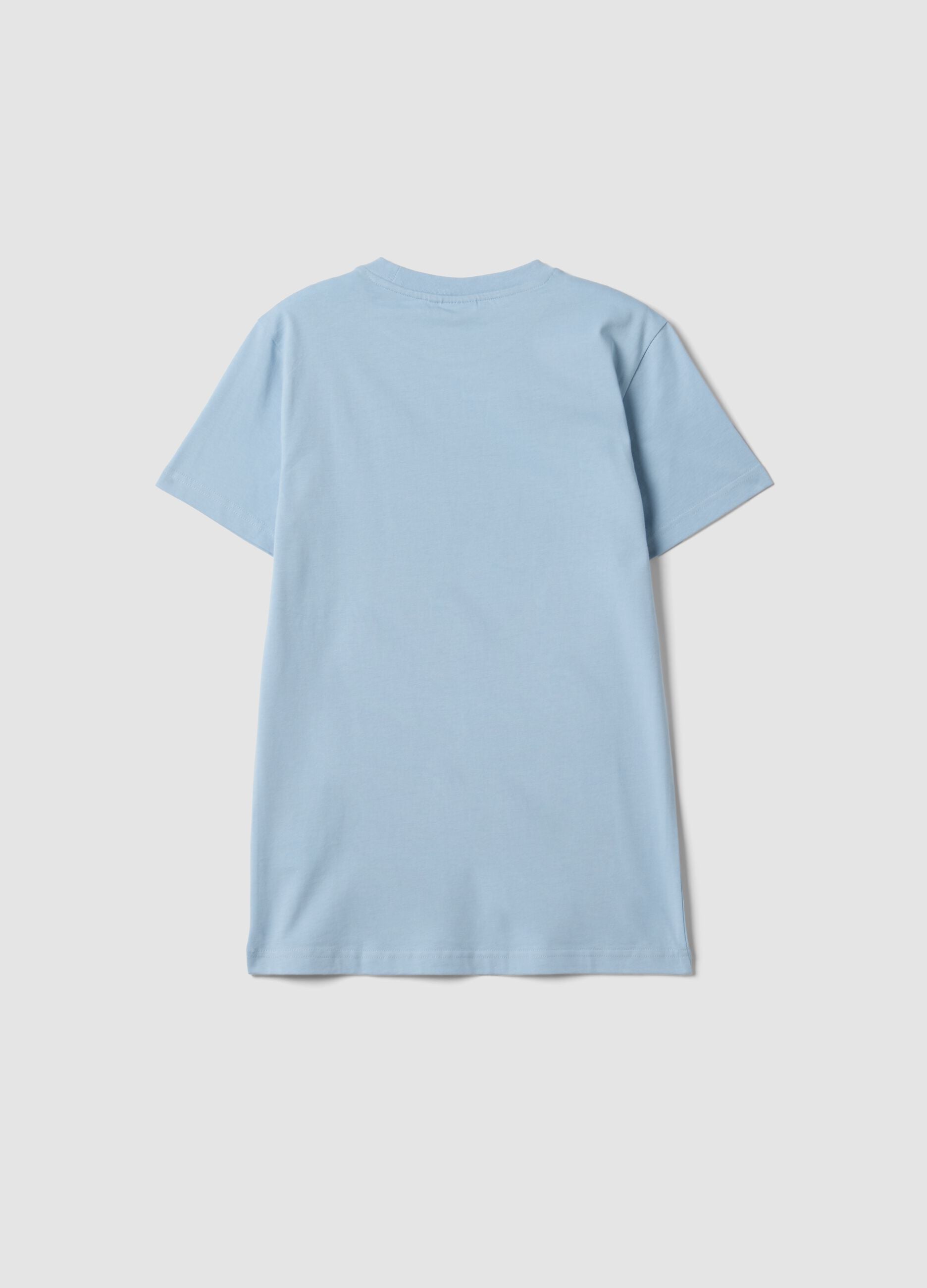 Hellblaues Jungen‑T‑Shirt aus reiner Baumwolle mit Simpsons‑Print