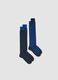 Twin pack long socks in stretchy cotton blend blue_0