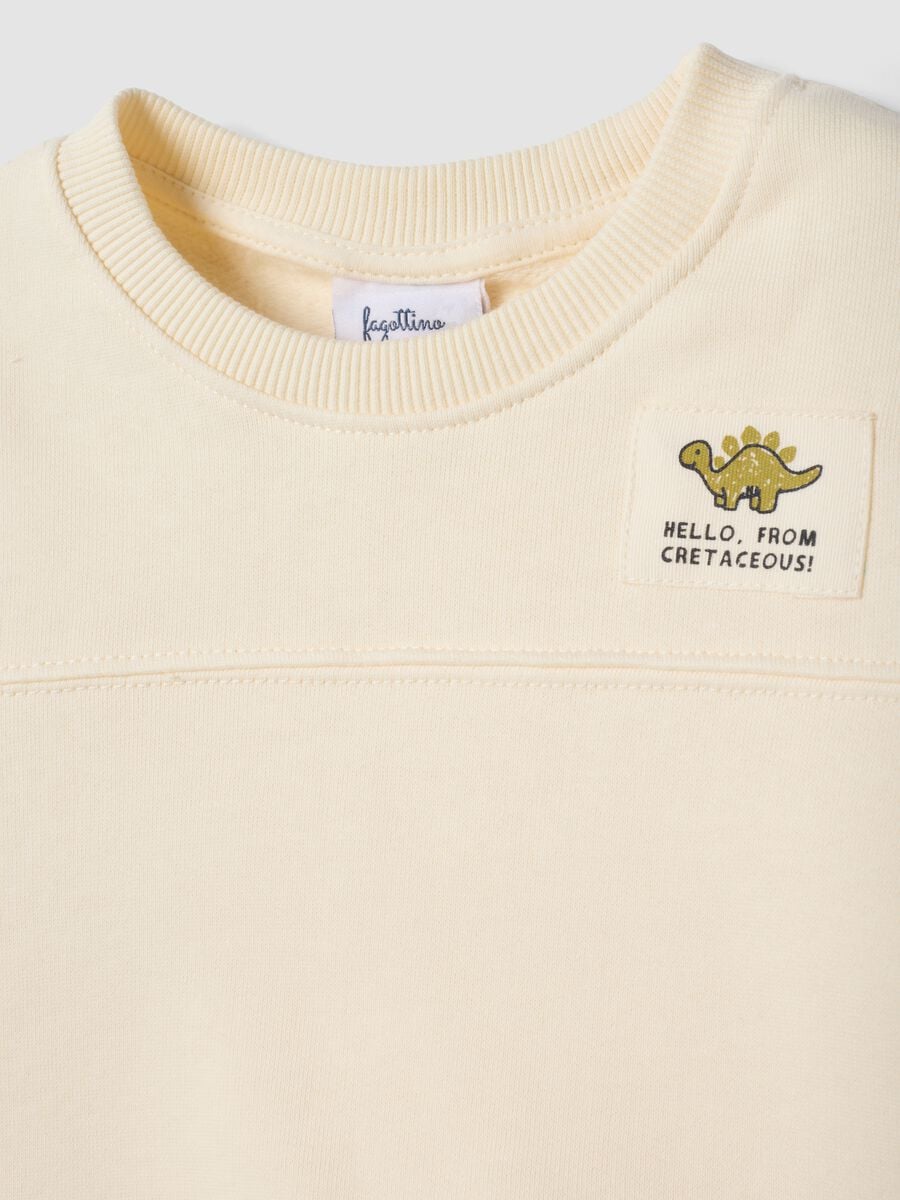 Beiges Sweatshirt mit Rundhalsausschnitt aus reiner Bio-Baumwolle_2