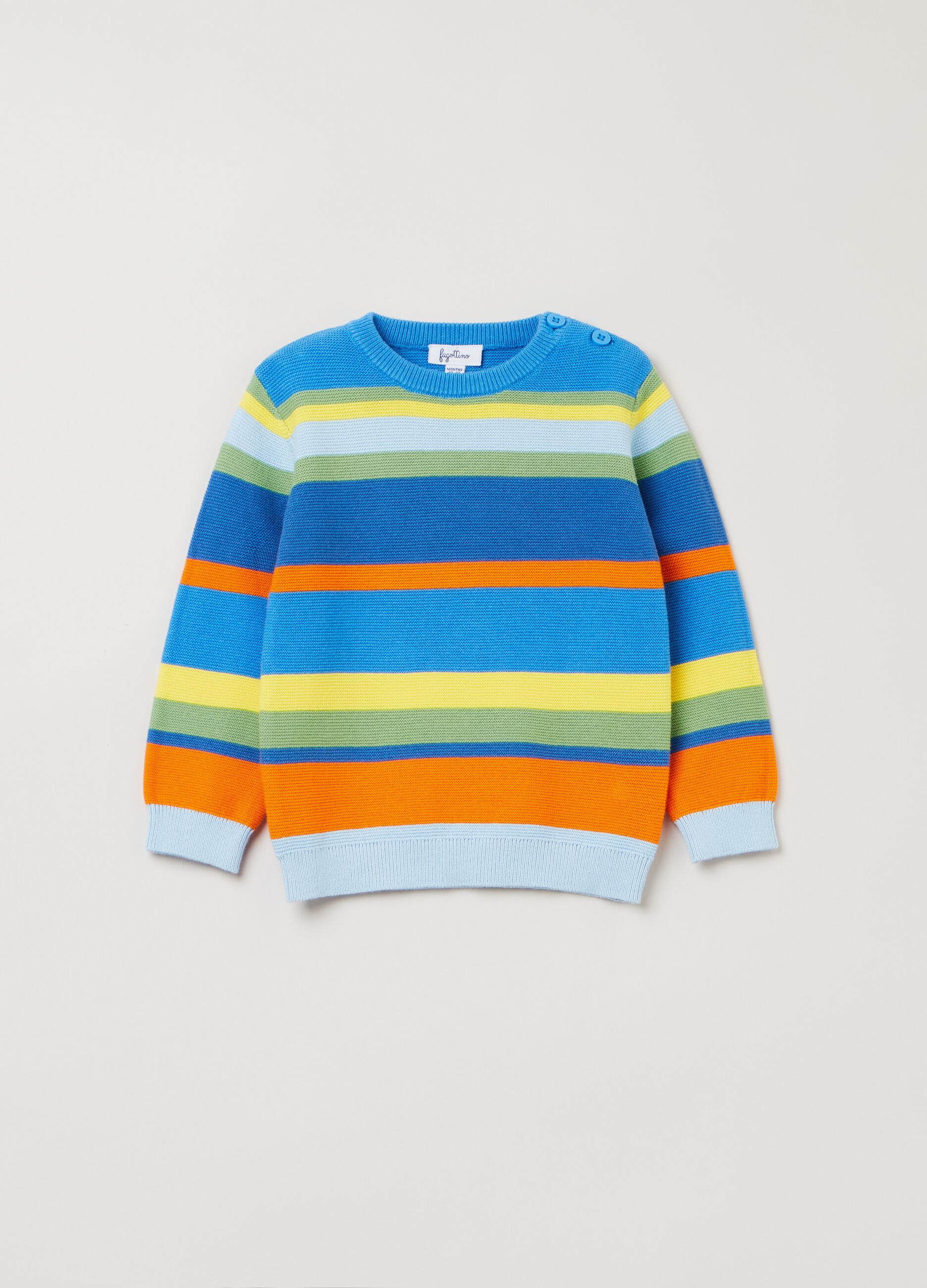 Striped patterned cotton pullover