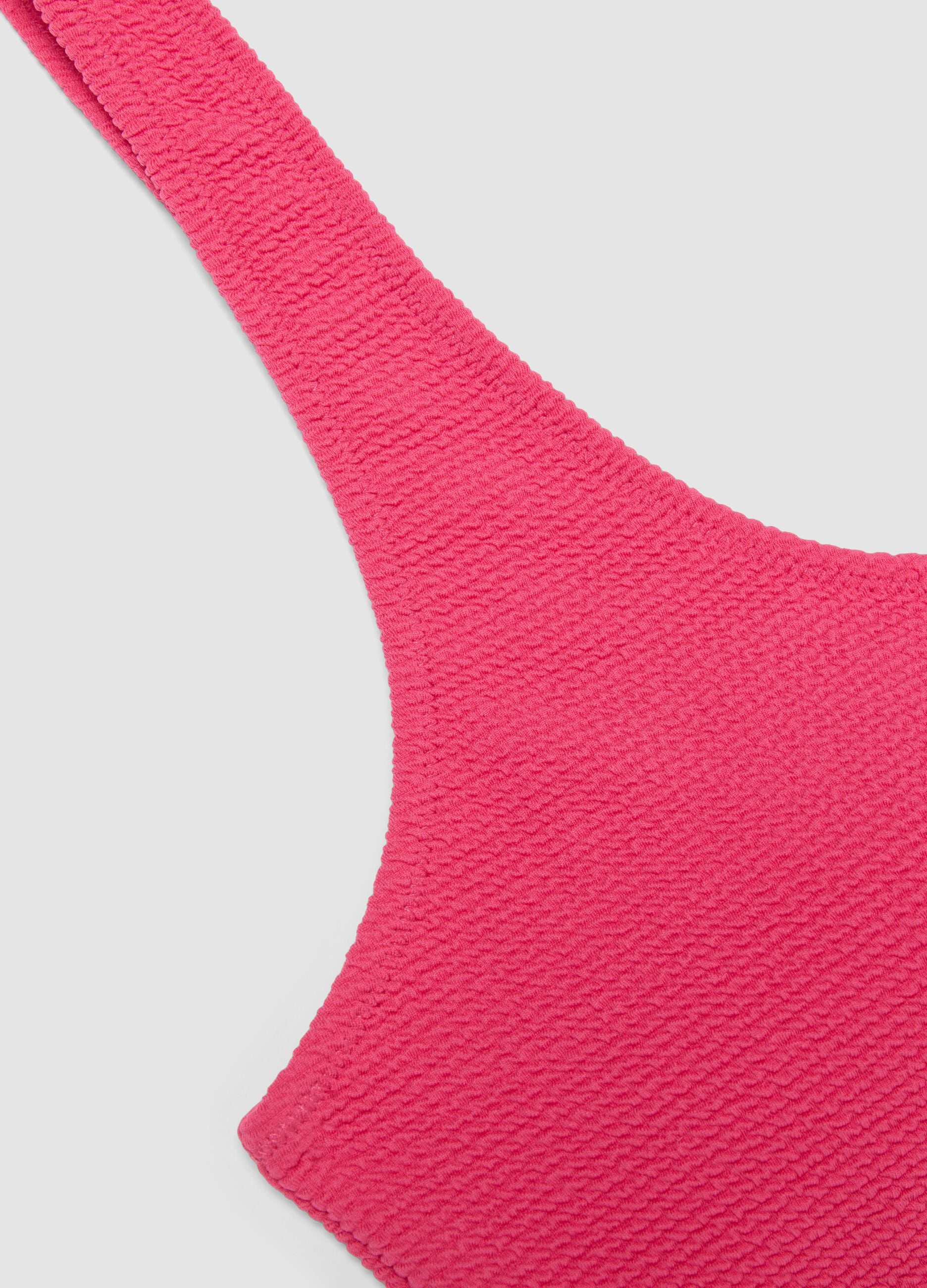 Top de biqu&iacute;ni rosa em tecido el&aacute;stico