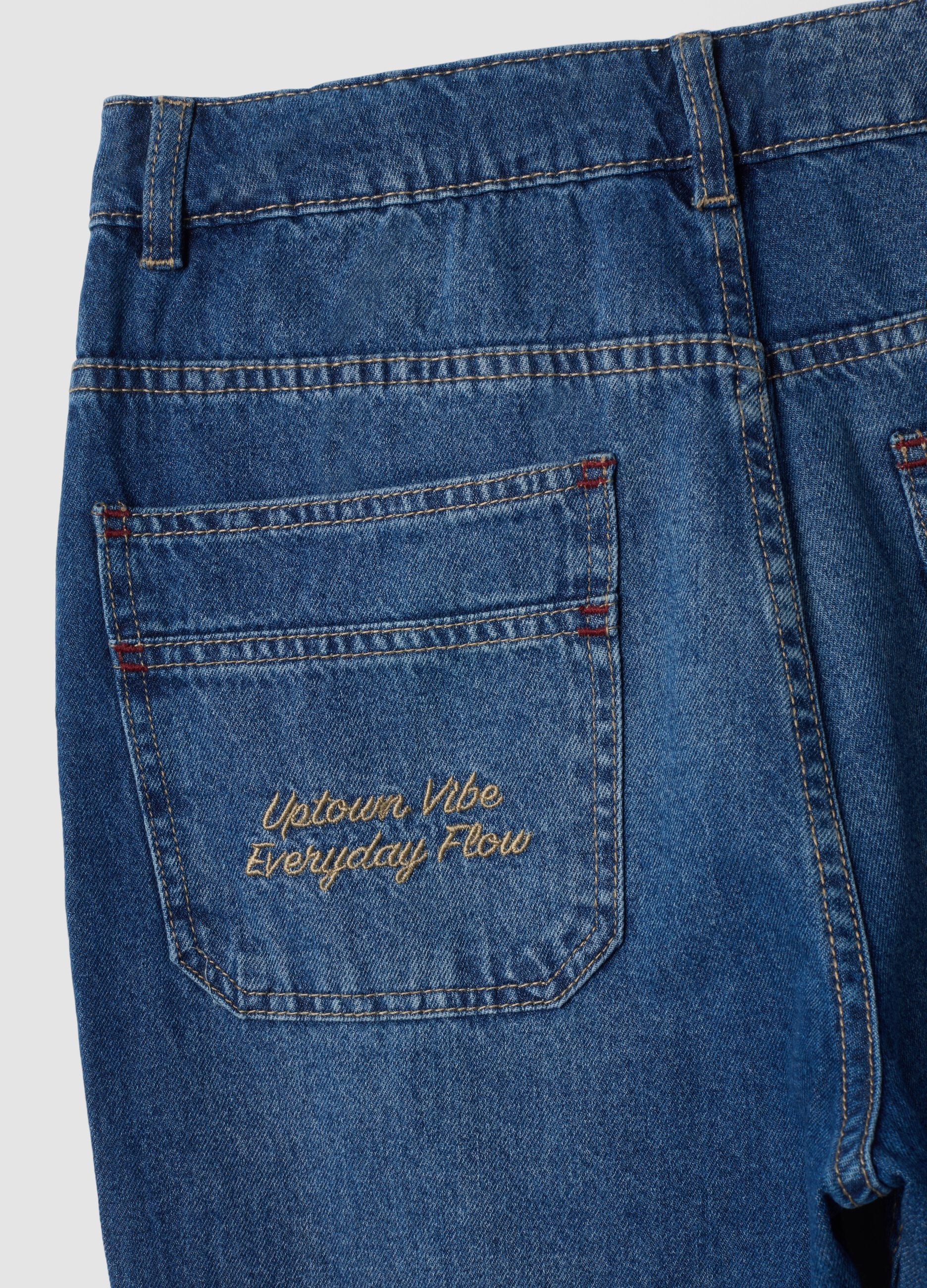 Blue baggy-fit jeans in pure cotton