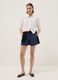 Blue denim shorts in pure lyocell with elasticated waist, regular fit_0