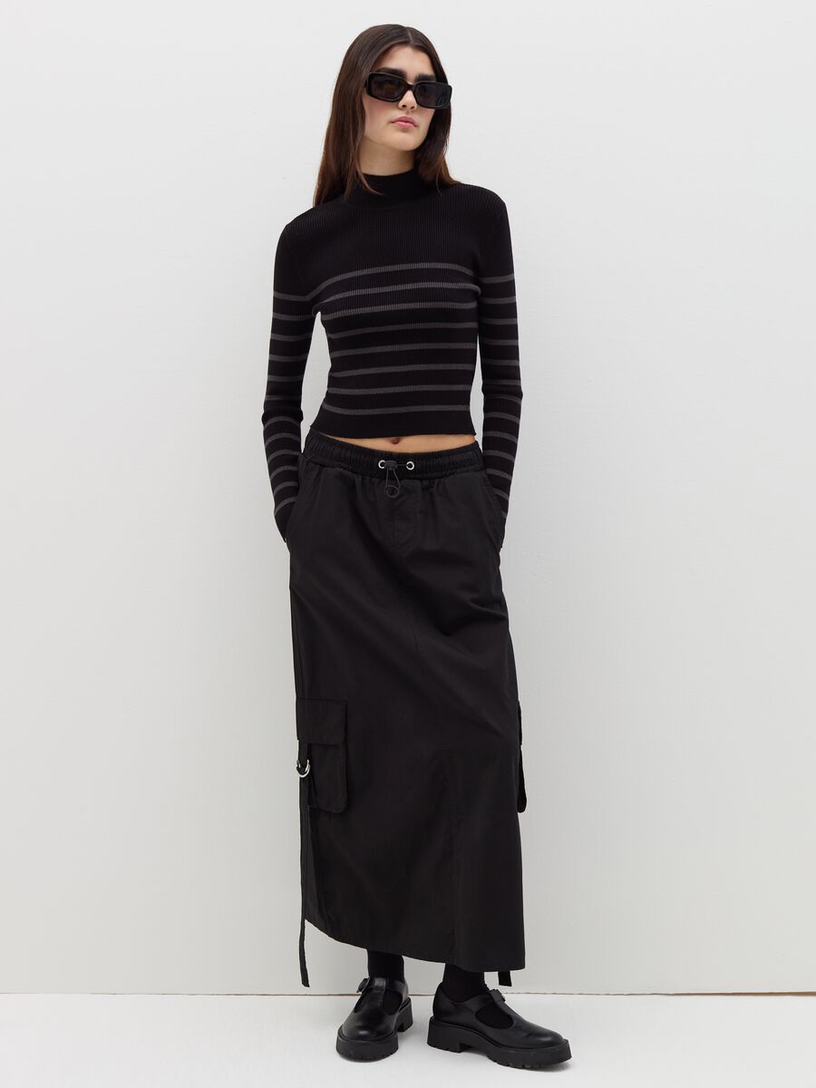 Pullover with striped mock neck_1