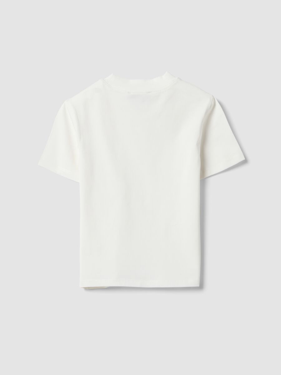 White fitted stretch-cotton T-shirt with high neck_5