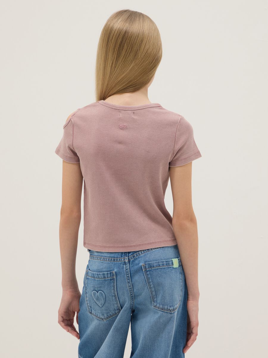 Short-sleeved pink stretch cotton t-shirt_2