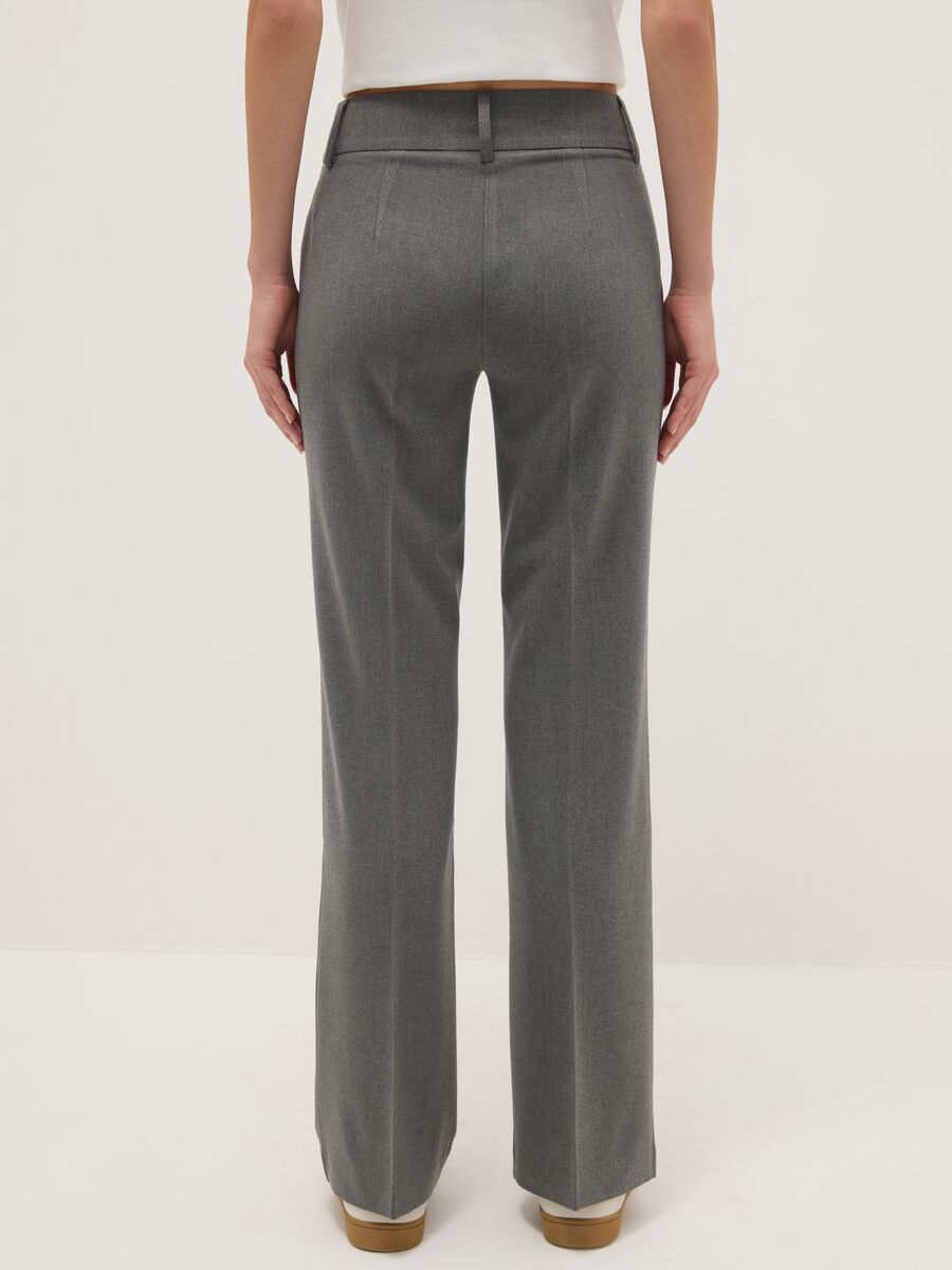 Grey Stretch Flare Fit Trousers_2