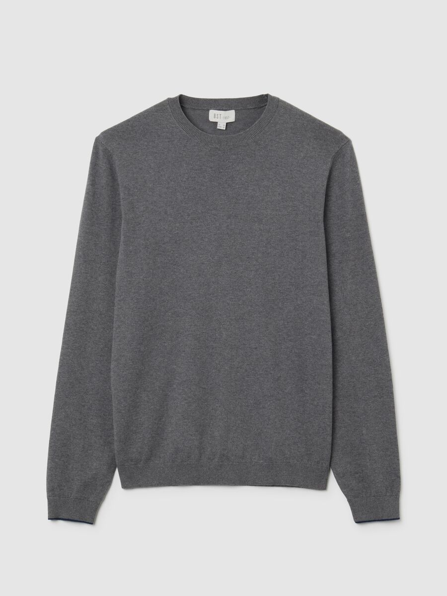 Grey cotton blend jumper regular fit_4