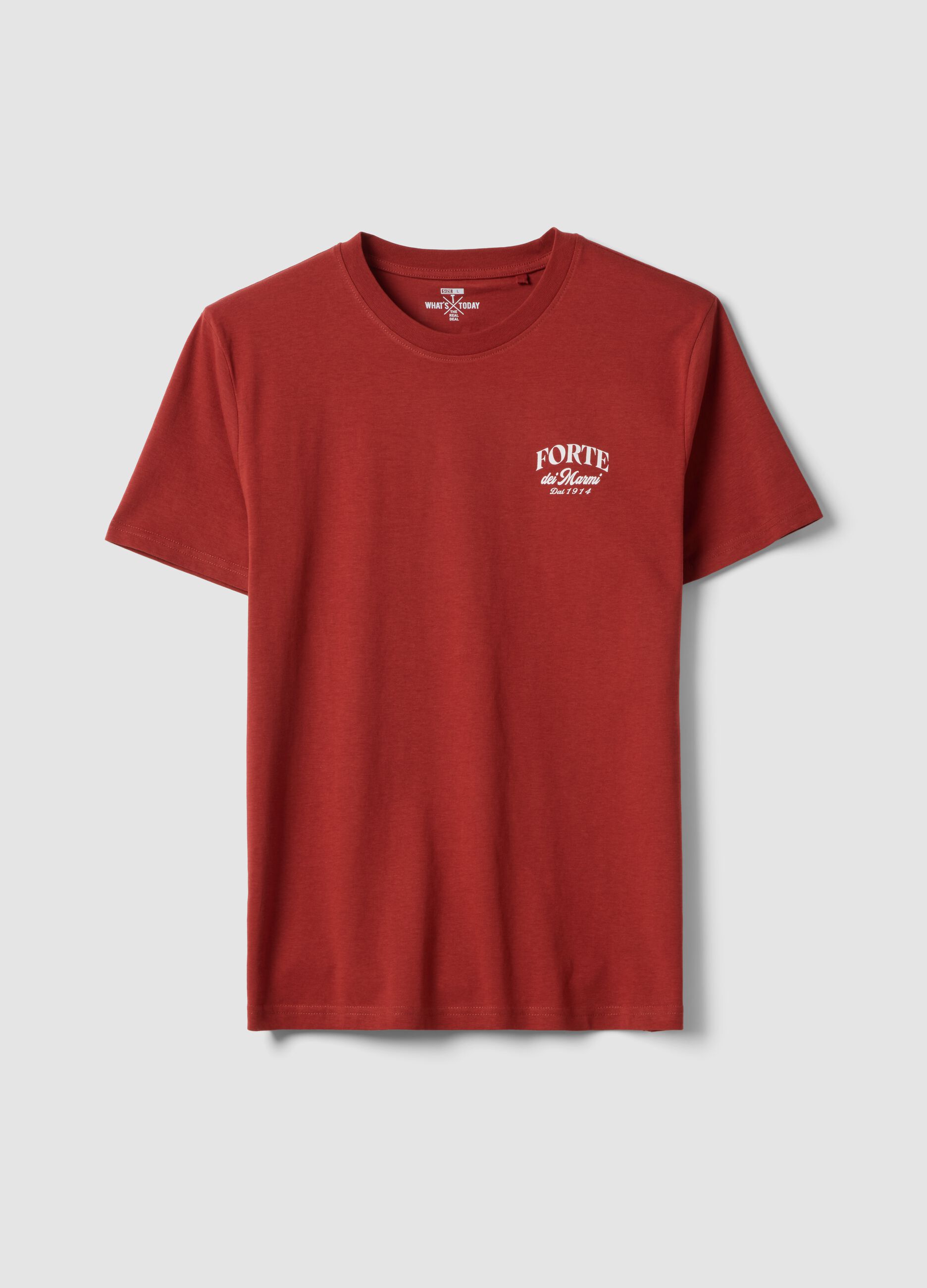 Red pure cotton regular-fit T-shirt with print