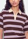 Brown striped pure cotton oversized polo shirt_3