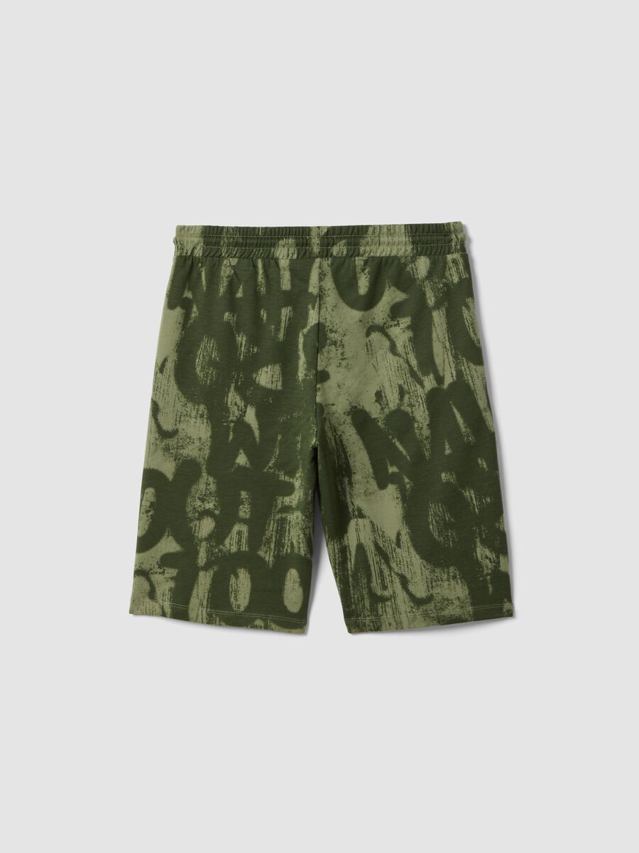 Boy's regular fit green print pure cotton shorts_1
