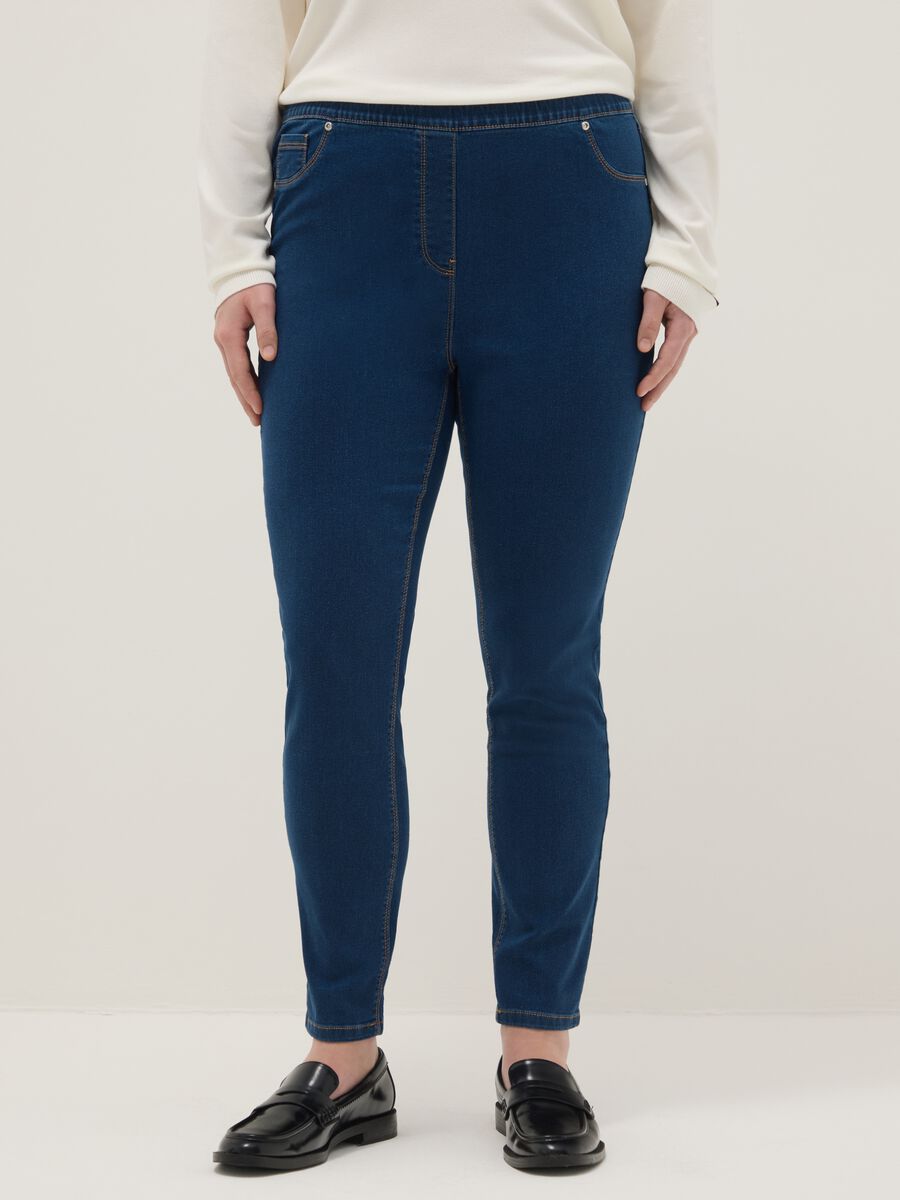 Skinny Fit Stretch Cotton Blue Trousers_1