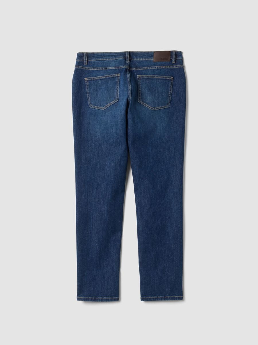 Jeans blu scuro in cotone elasticizzato slim fit_1