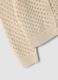 Girl's regular fit perforated cardigan in pure beige cotton_3