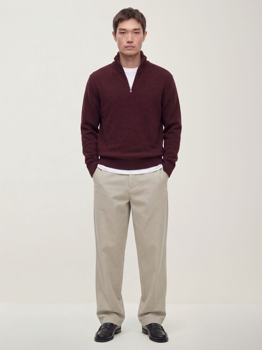 Red half-zip jumper in cotton and wool blend_1