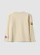 T-shirt beige in puro cotone con girocollo e stampe college per bambino_1