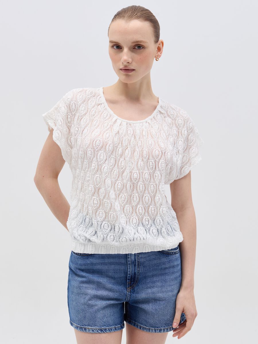 T-shirt with lace detailing_0