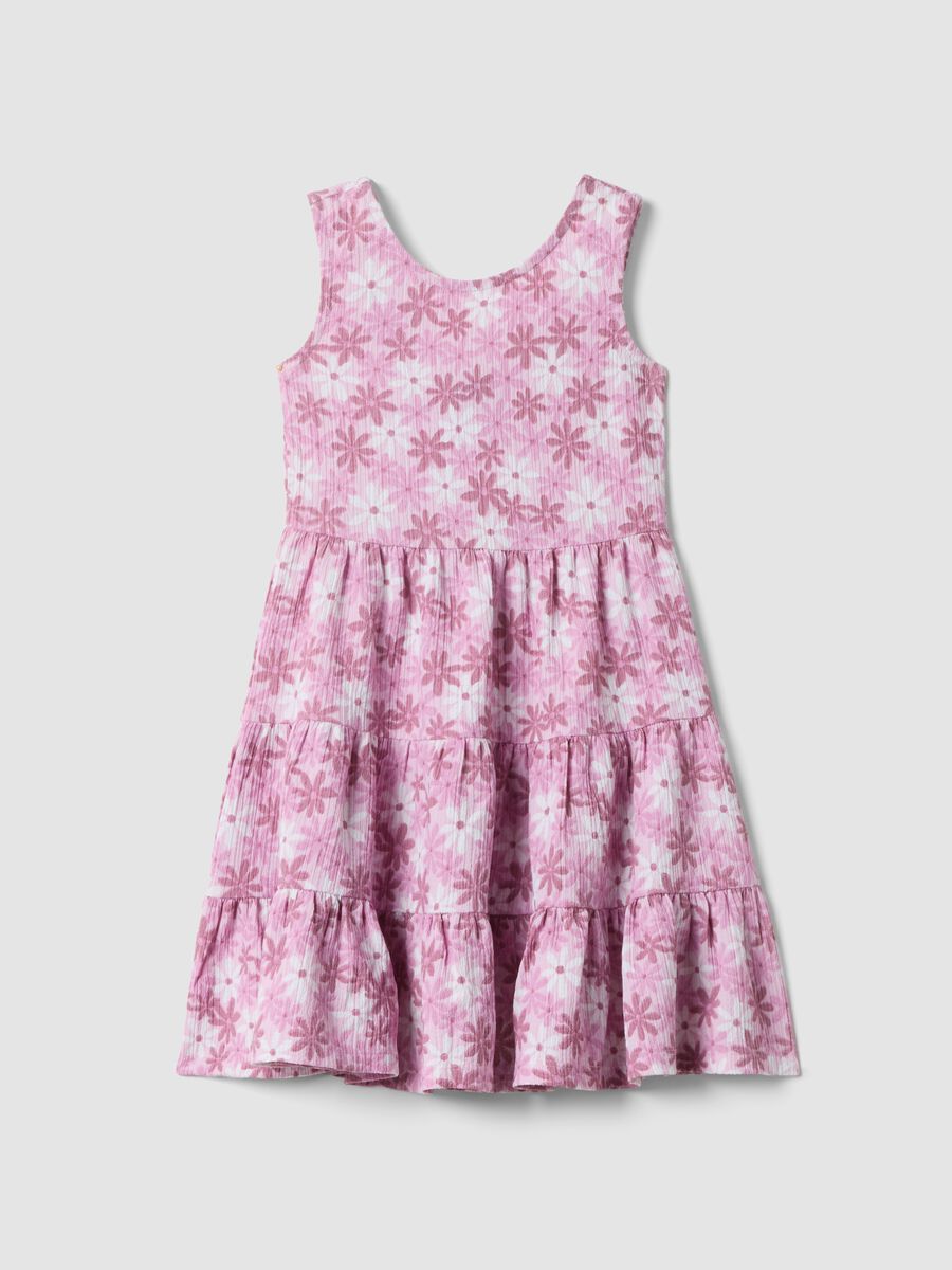 Vestido rosa sem mangas em tecido el&aacute;stico com estampado floral_0