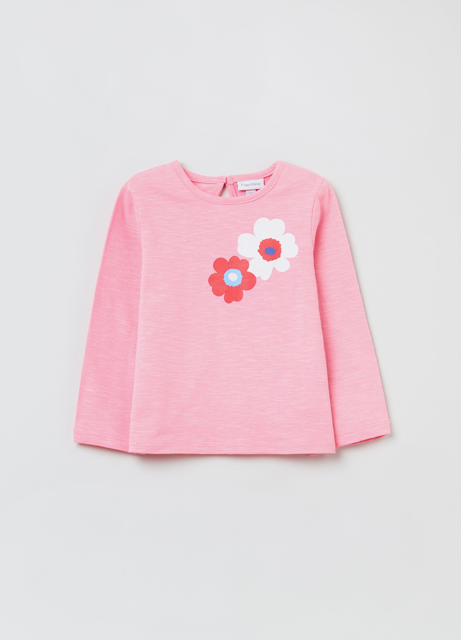 Camiseta de algodón flameado con estampado flores