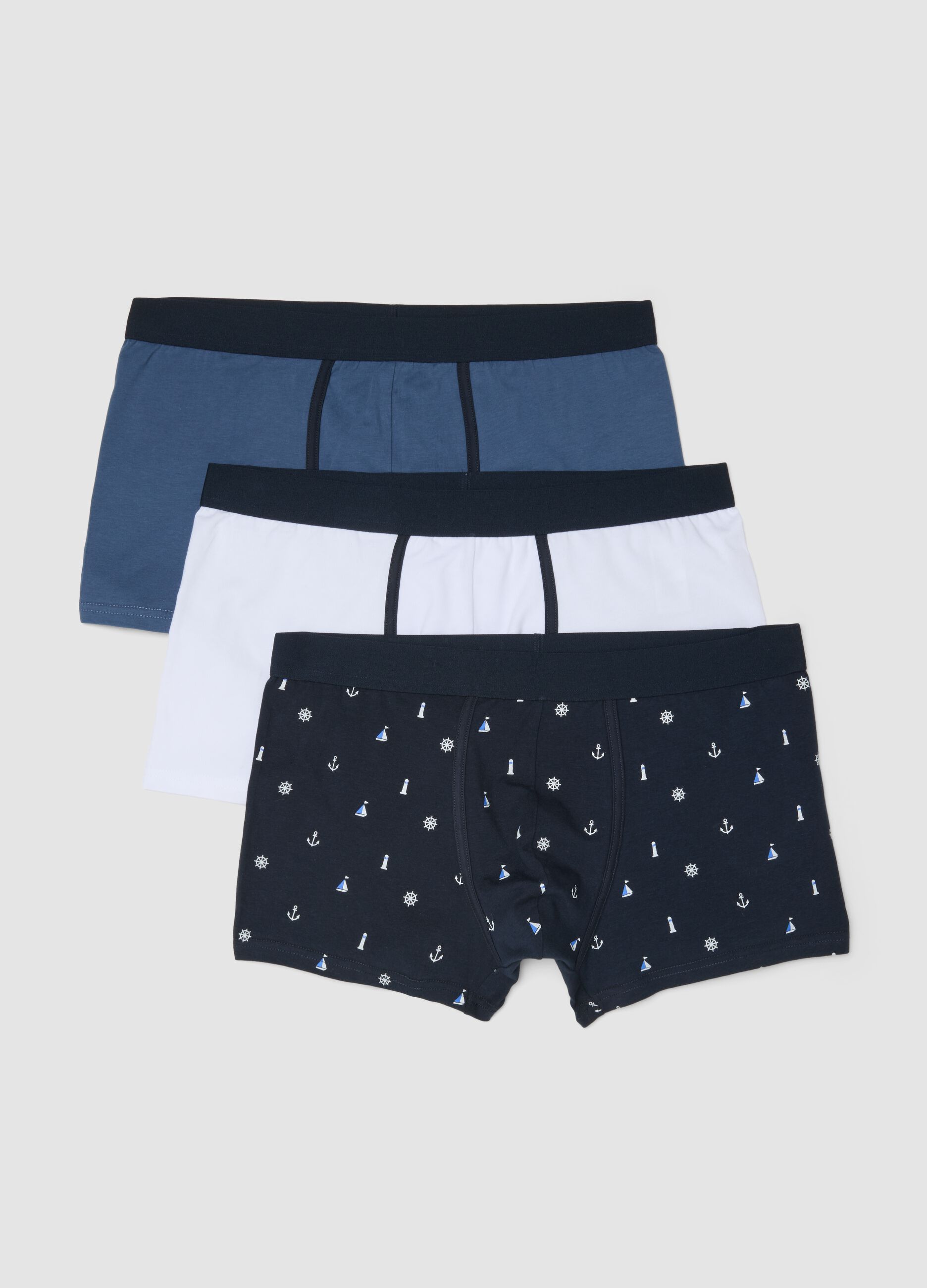 Multicolour regular-fit stretch cotton boxer shorts 3-pack