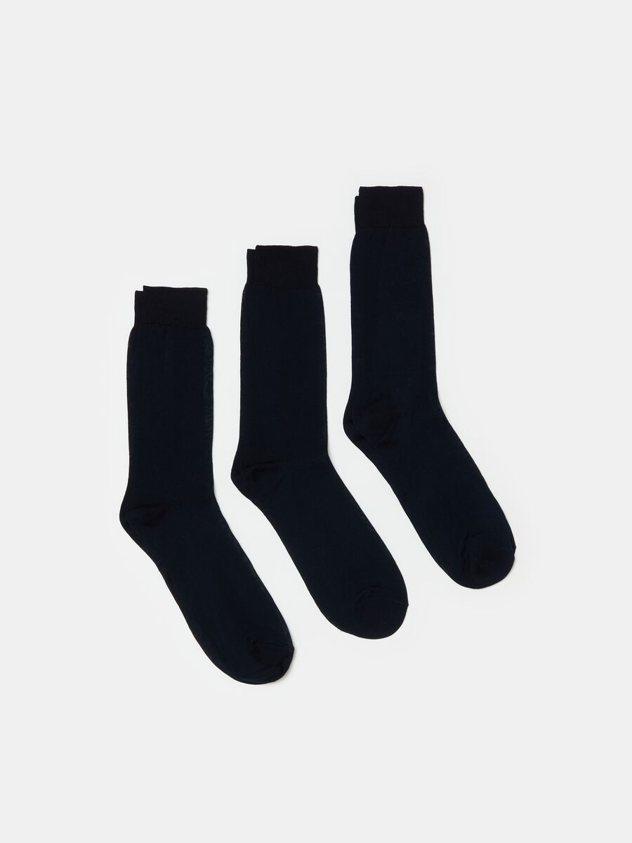 Three-pair pack short socks in plain-knit cotton_0
