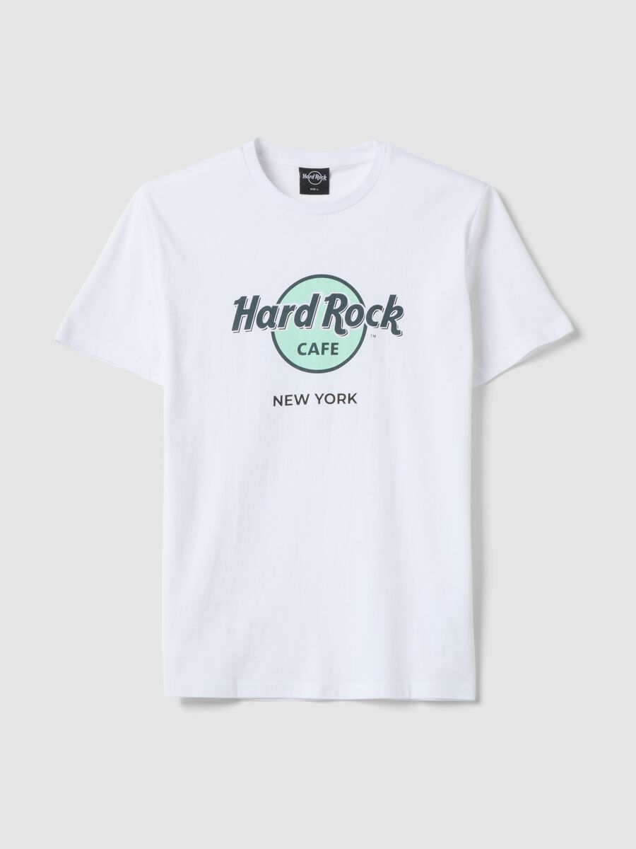 Weisses T-Shirt mit Hard Rock Cafe-Print aus reiner Baumwolle, Regular Fit_0