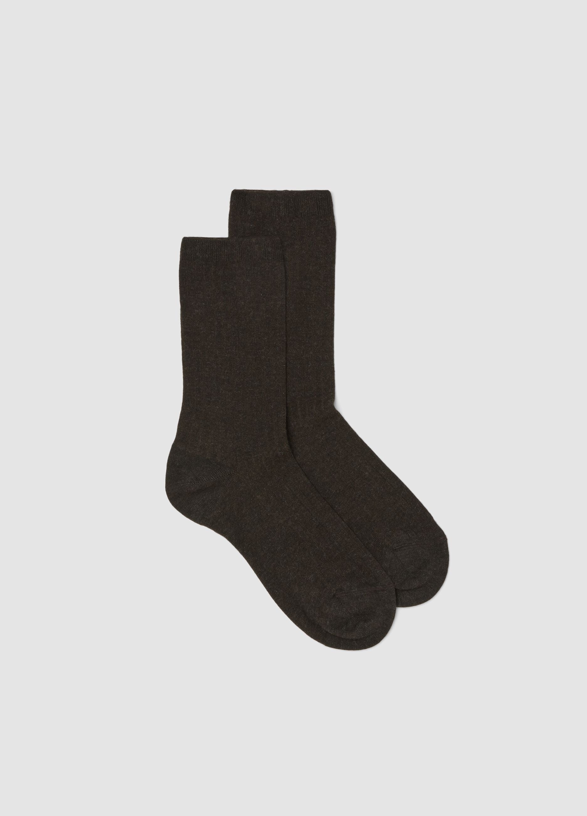 Brown stretch viscose blend knee-high socks
