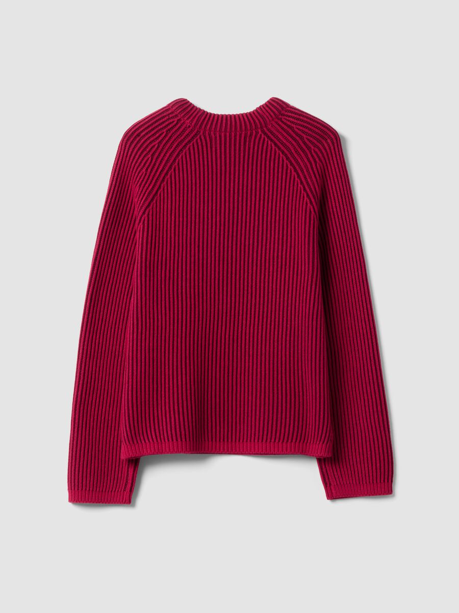 Mehrfarbiger Rippstrick-Pullover aus reiner Baumwolle mit Rundhals, Regular Fit_2