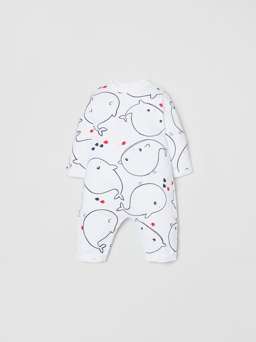 Onesie with whale and fish print_0