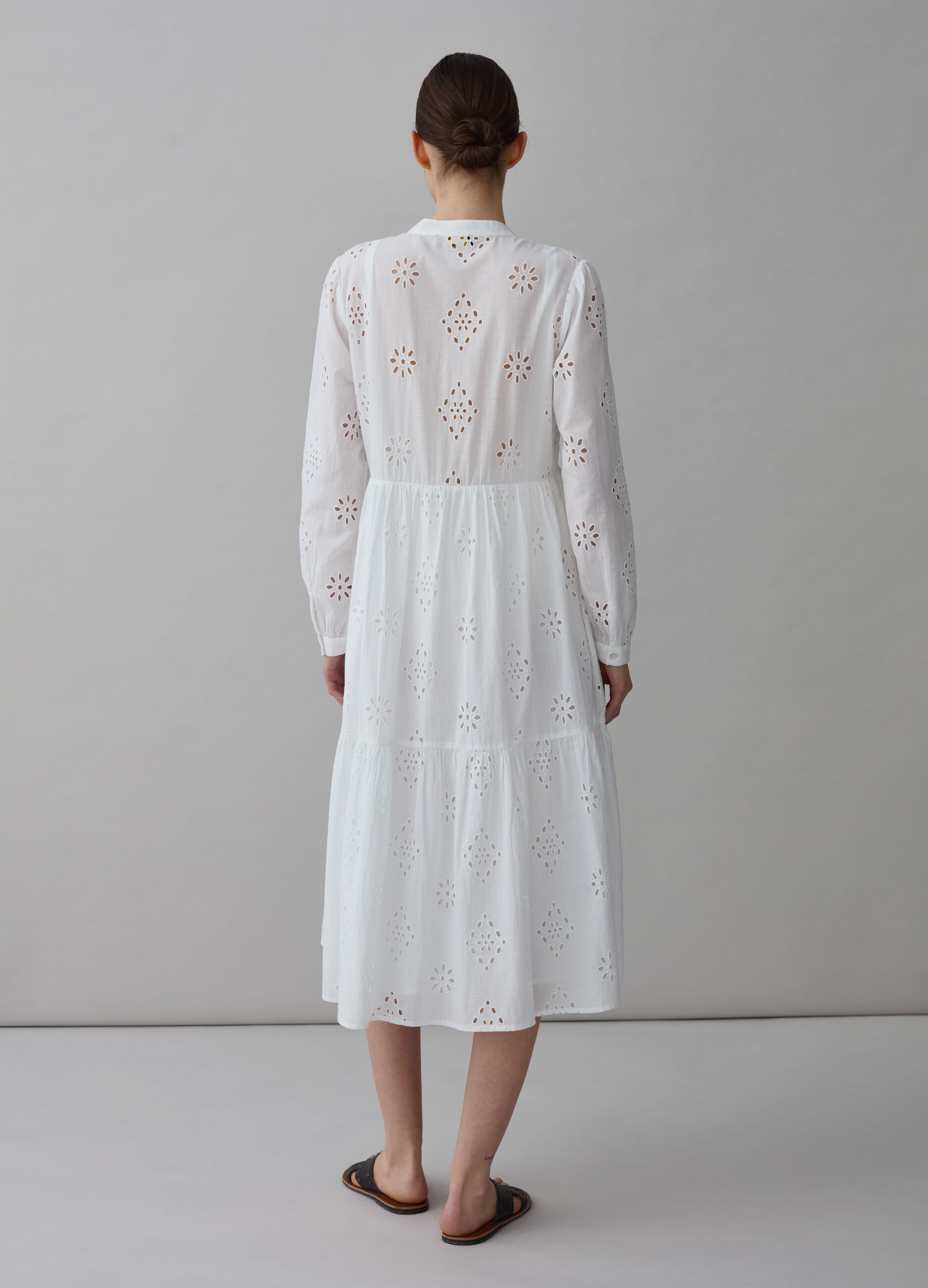 Broderie anglaise dress with V neck
