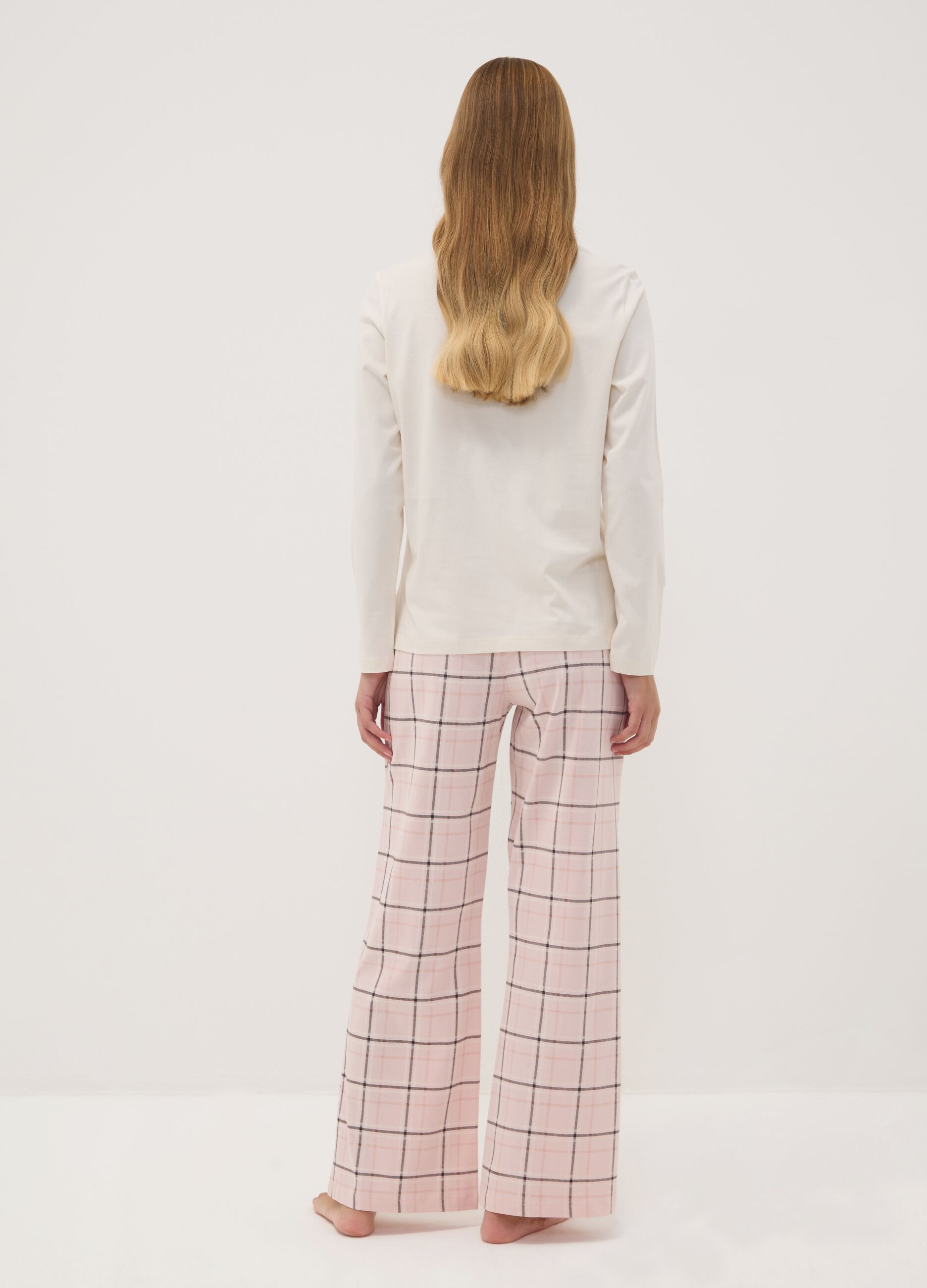 Pink pure organic cotton crew-neck pyjamas