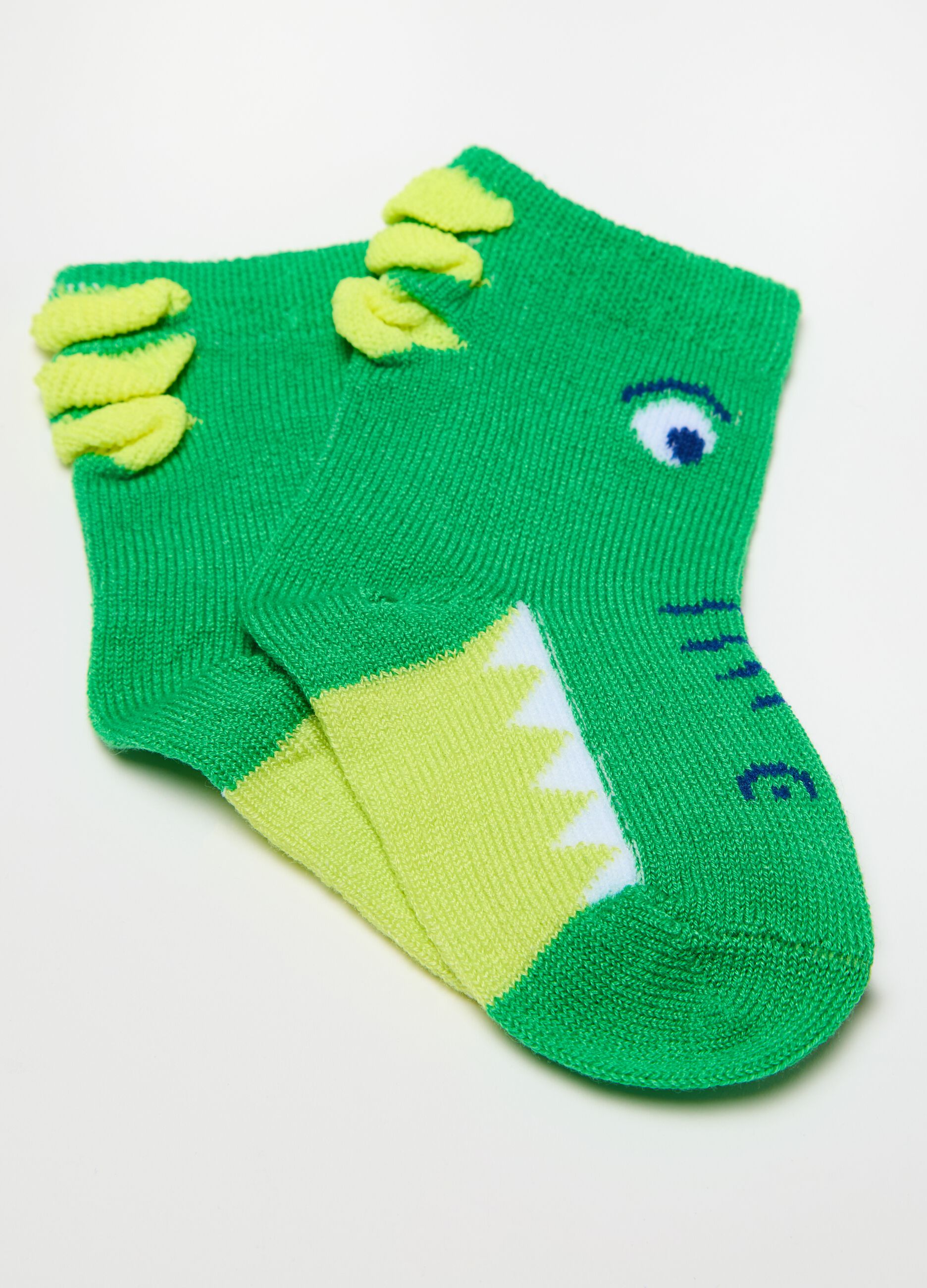 Three-pair pack short socks with crocodile designs