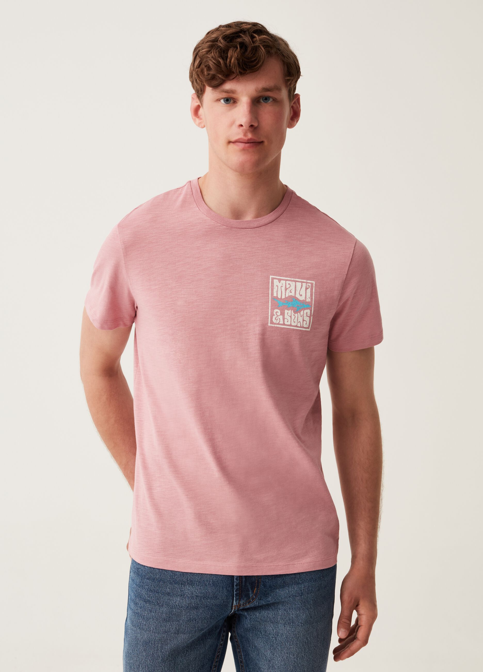Slub cotton T-shirt with Maui and Sons print